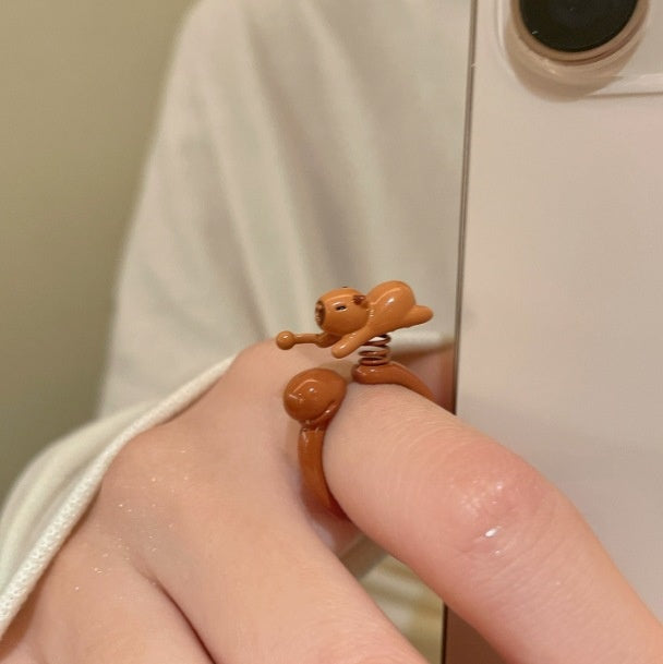 Cartoon Animal Rotatable Open Ring