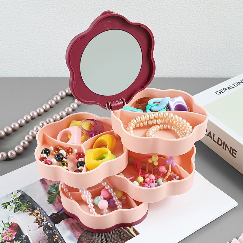 Multi Layer Jewelry Storage Box Rotating Portable Organizer for Earrings Rings Necklaces