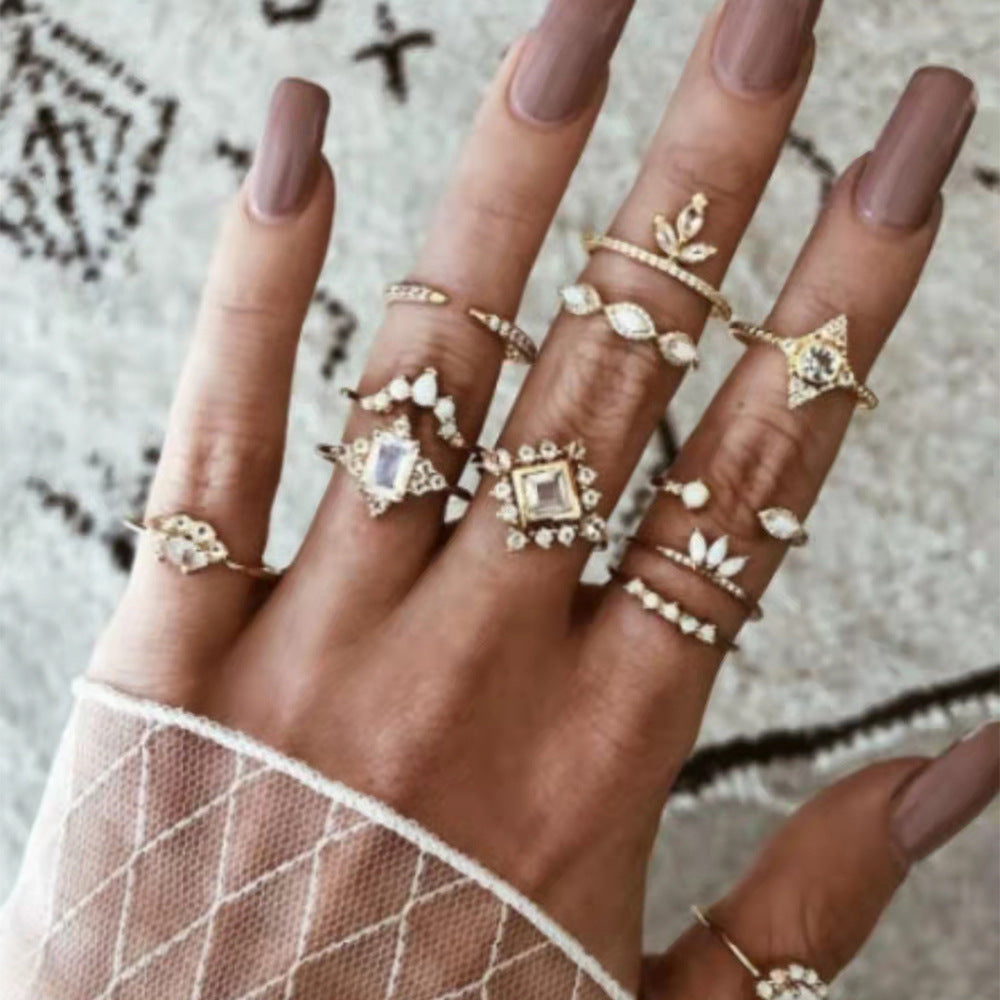 Bohemian Crystal Alloy Ring Set for Women