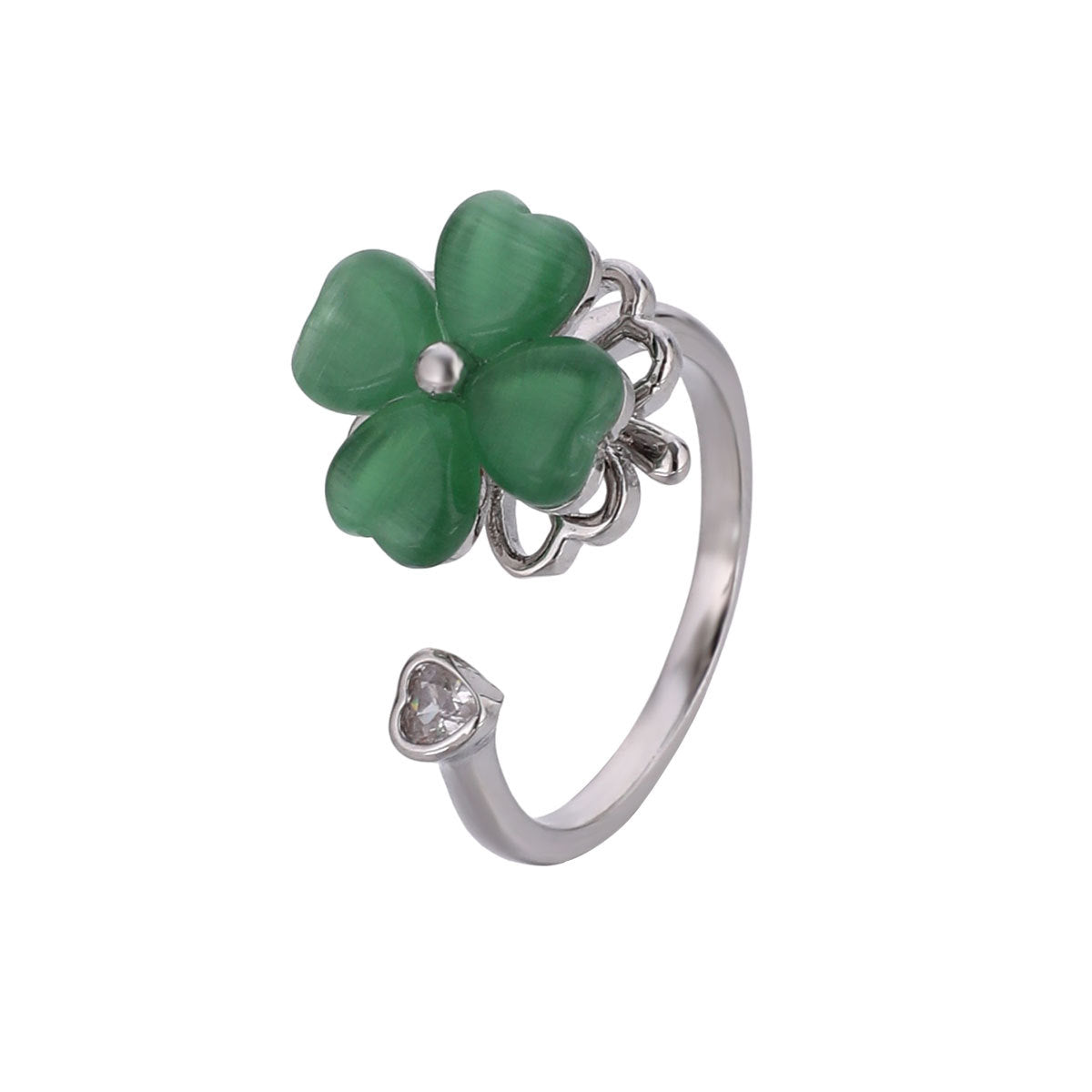 Rotatable Cat's Eye Four-Leaf Clover Fashion Ring