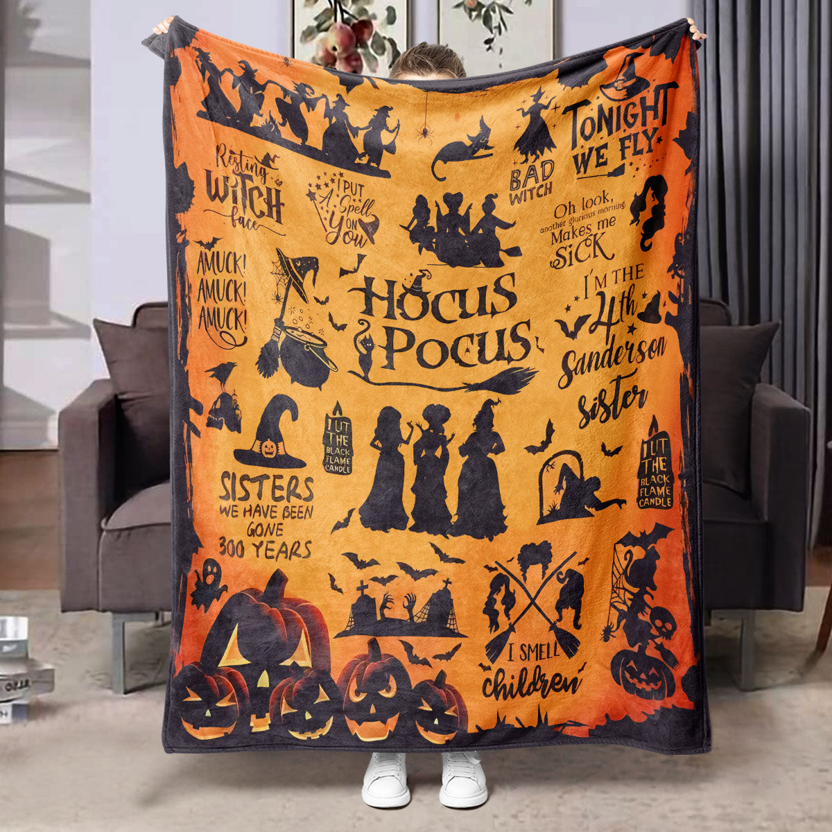 Halloween-themed flannel printed blanket