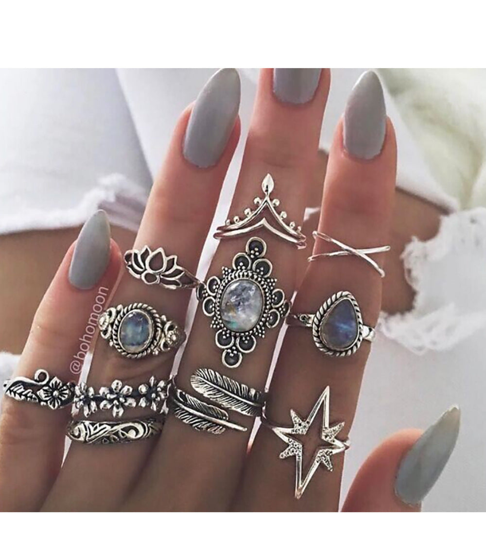 Retro geometric alloy ring