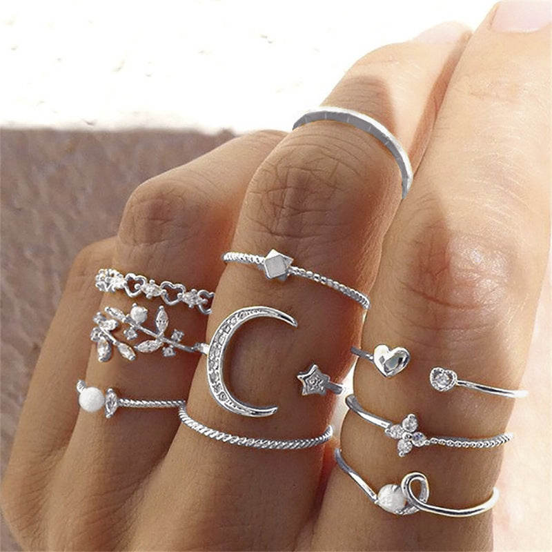 Retro geometric alloy ring