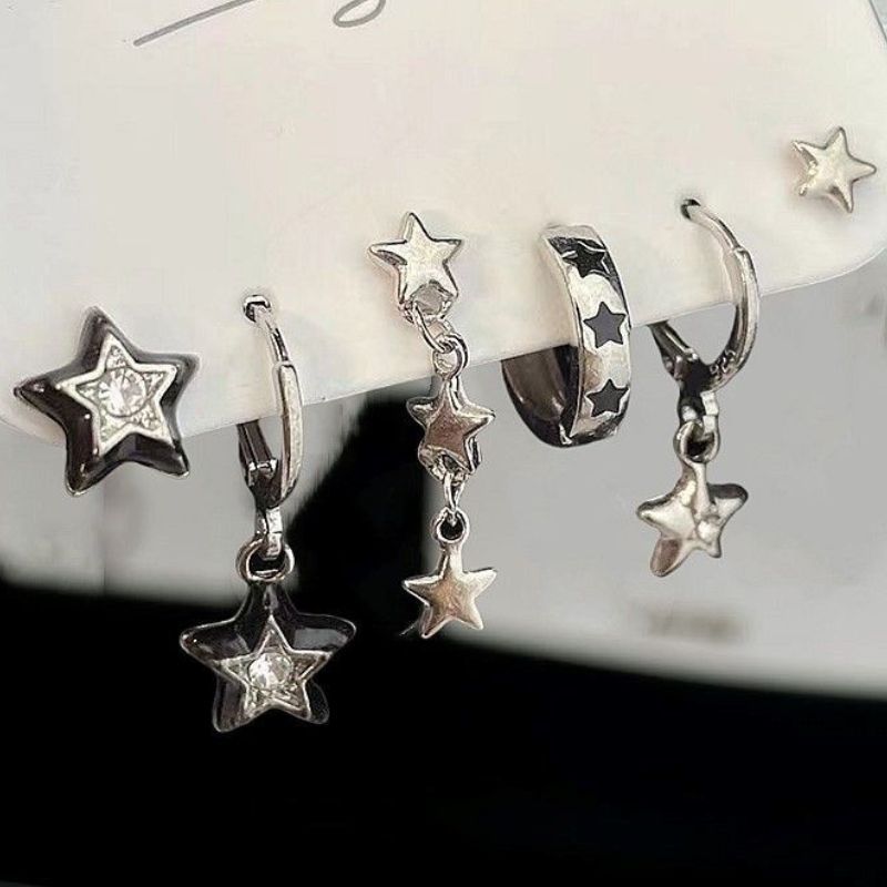 Sweet Cool Heart Zircon Six-Piece Earrings Set
