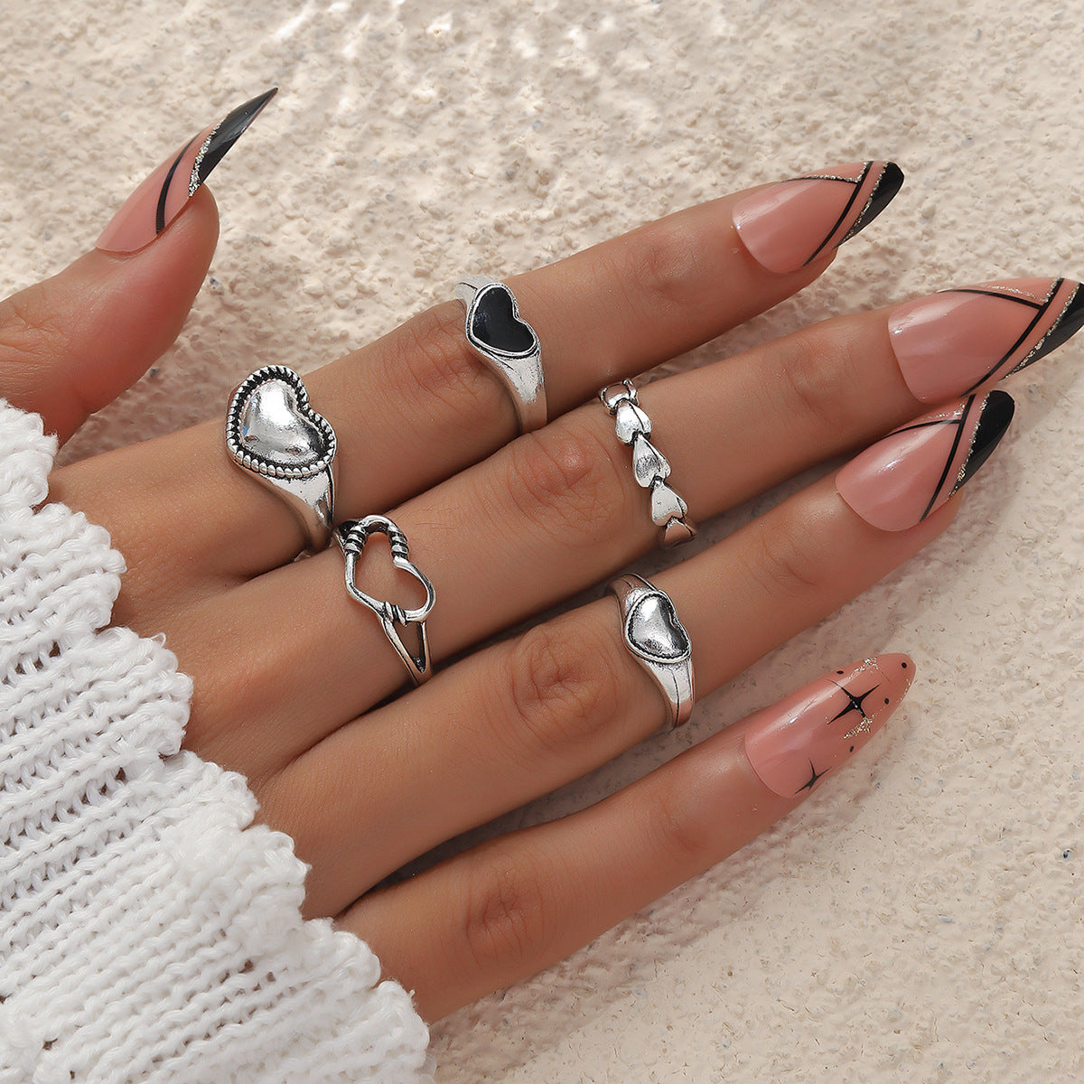 Bohemian Crystal Alloy Ring Set for Women