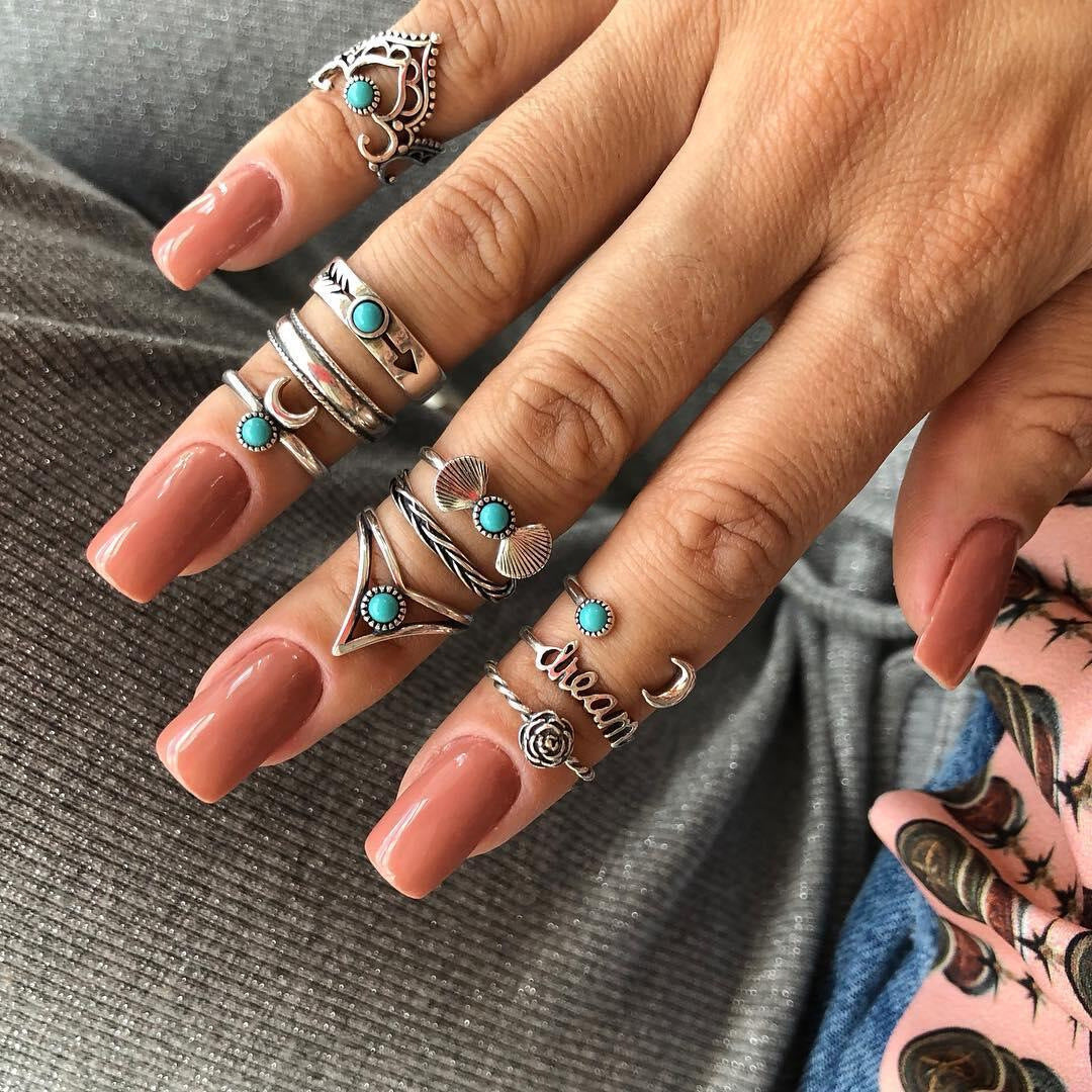 Retro geometric alloy ring