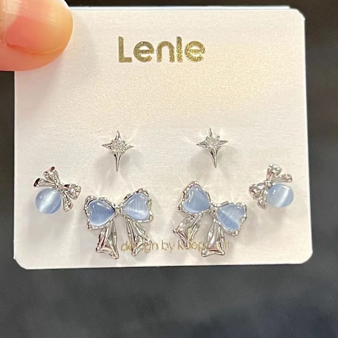 Sweet Cool Heart Zircon Six-Piece Earrings Set