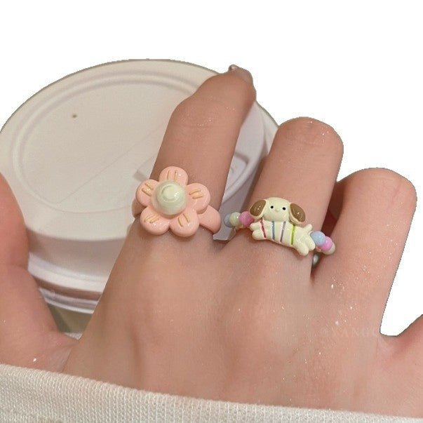 Cartoon Animal Rotatable Open Ring