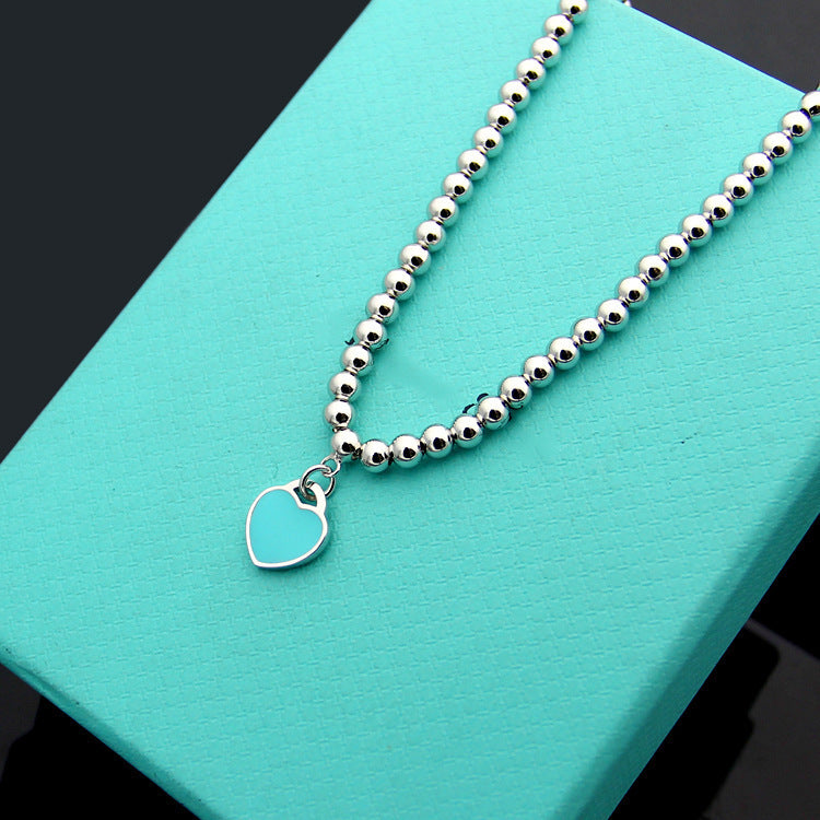 Women's 925 Sterling Silver Heart Enamel Pendant Necklace