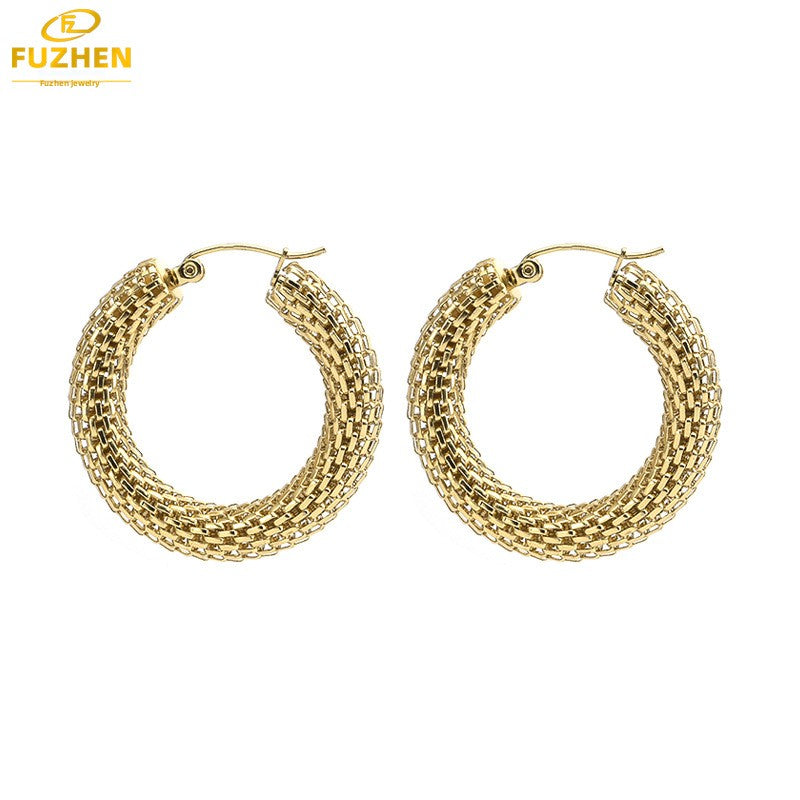 Retro exaggerated stainless steel cutout earrings