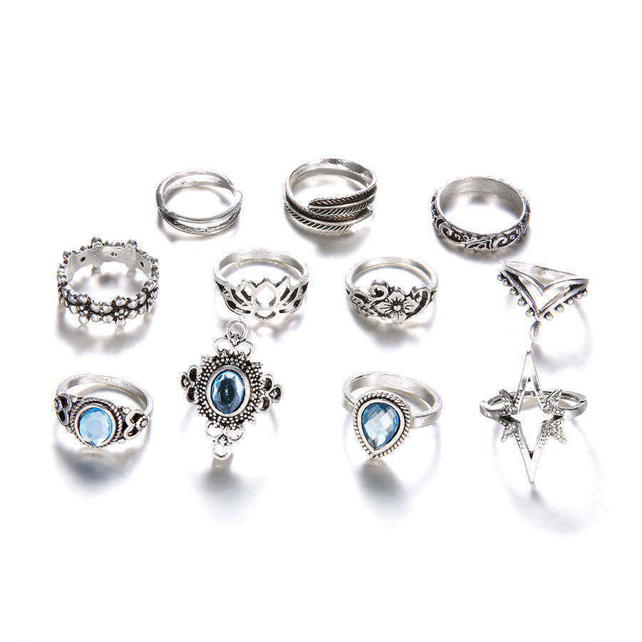 Bohemian Crystal Alloy Ring Set for Women
