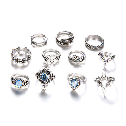 Bohemian Crystal Alloy Ring Set for Women