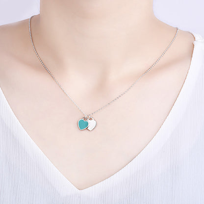 Women's 925 Sterling Silver Heart Enamel Pendant Necklace