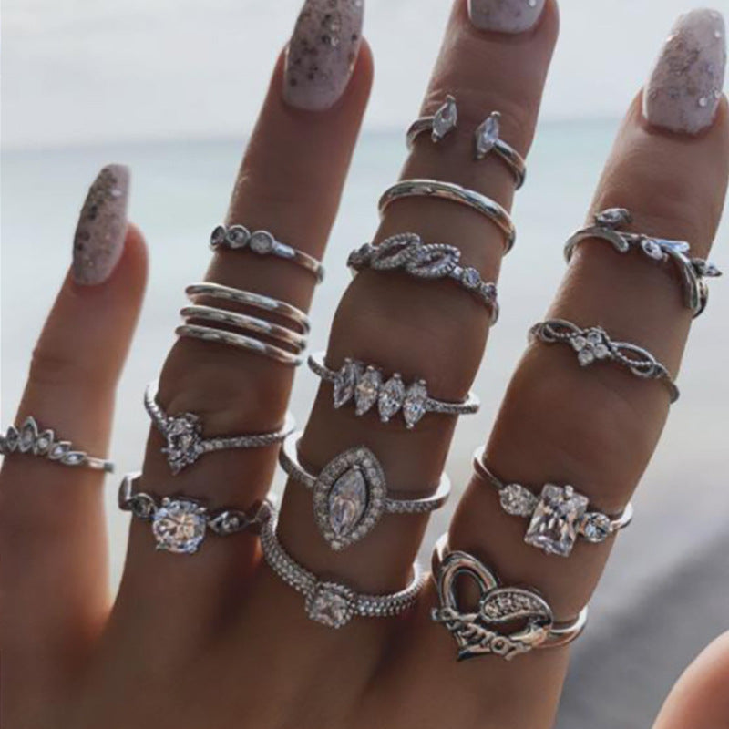 Bohemian Women's Alloy Ring Set (15PCs)