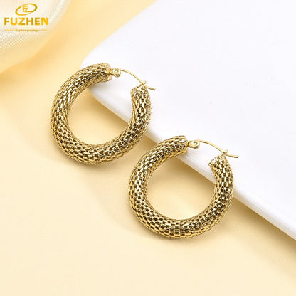 Retro exaggerated stainless steel cutout earrings