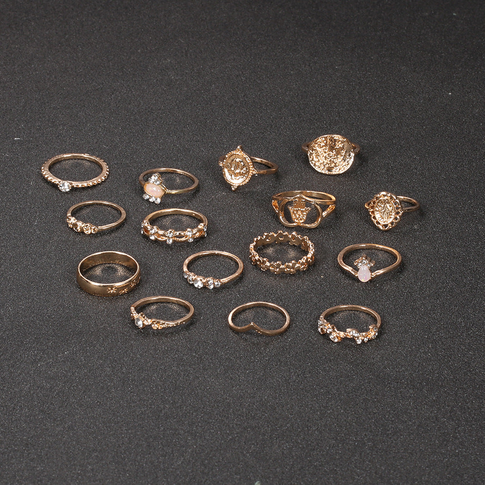 Retro geometric alloy ring