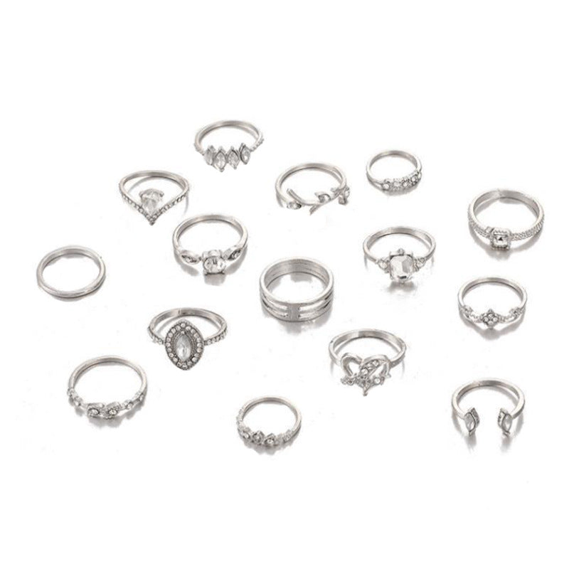 Bohemian Women's Alloy Ring Set (15PCs)