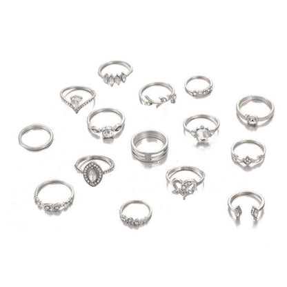 Bohemian Women's Alloy Ring Set (15PCs)
