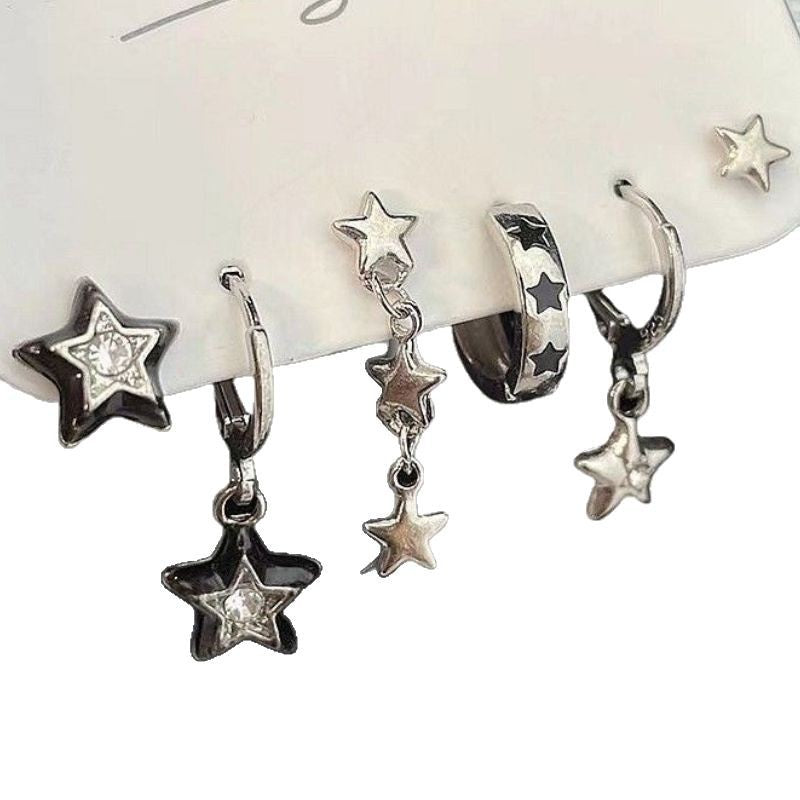 Sweet Cool Heart Zircon Six-Piece Earrings Set