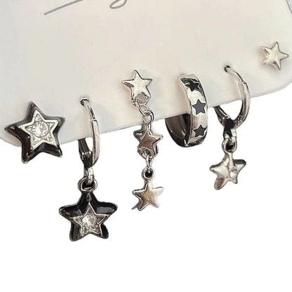 Sweet Cool Heart Zircon Six-Piece Earrings Set