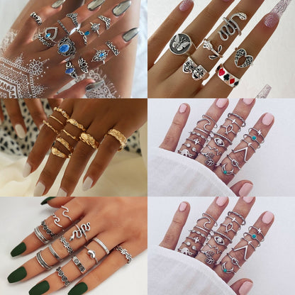 Bohemian Crystal Alloy Ring Set for Women