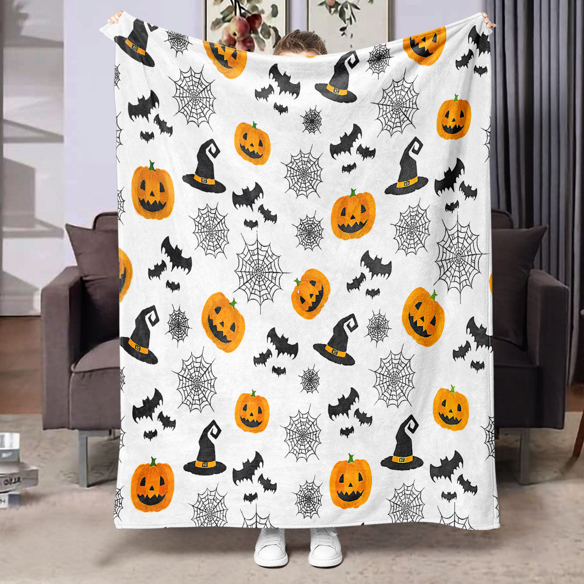 Halloween-themed flannel printed blanket