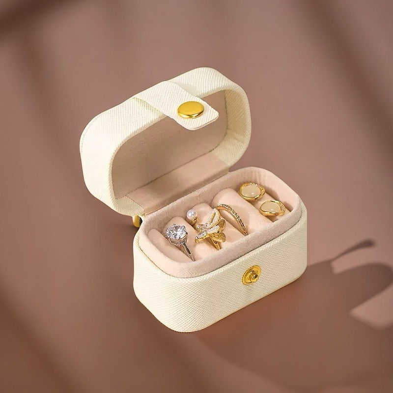Mini Leather Jewelry Box for Rings and Earrings