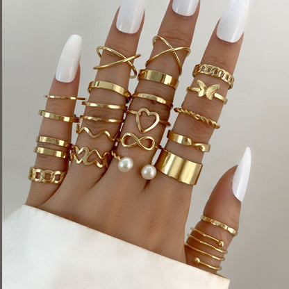 Retro geometric alloy ring