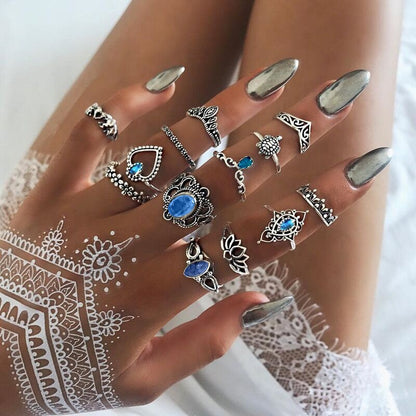 Bohemian Crystal Alloy Ring Set for Women