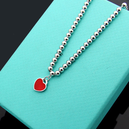 Women's 925 Sterling Silver Heart Enamel Pendant Necklace