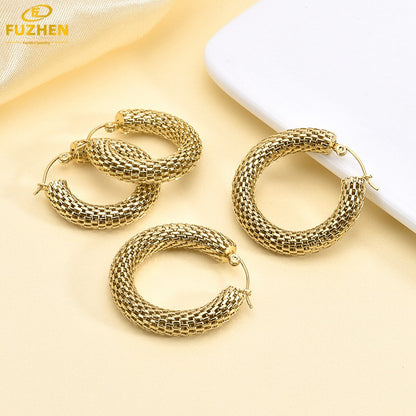 Retro exaggerated stainless steel cutout earrings