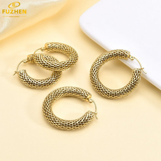 Retro exaggerated stainless steel cutout earrings