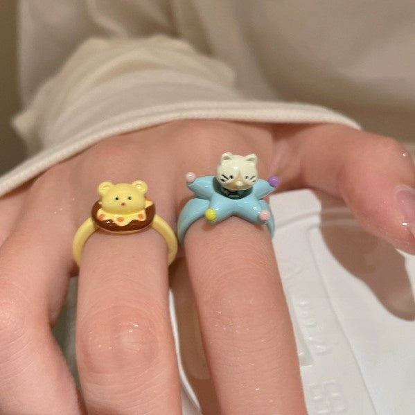 Cartoon Animal Rotatable Open Ring