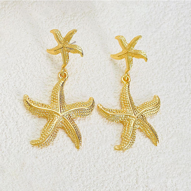 Retro Stainless Steel Starfish Earrings