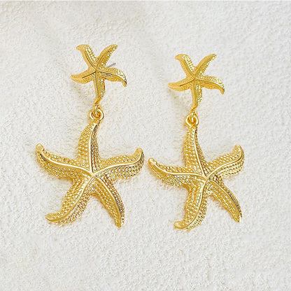 Retro Stainless Steel Starfish Earrings