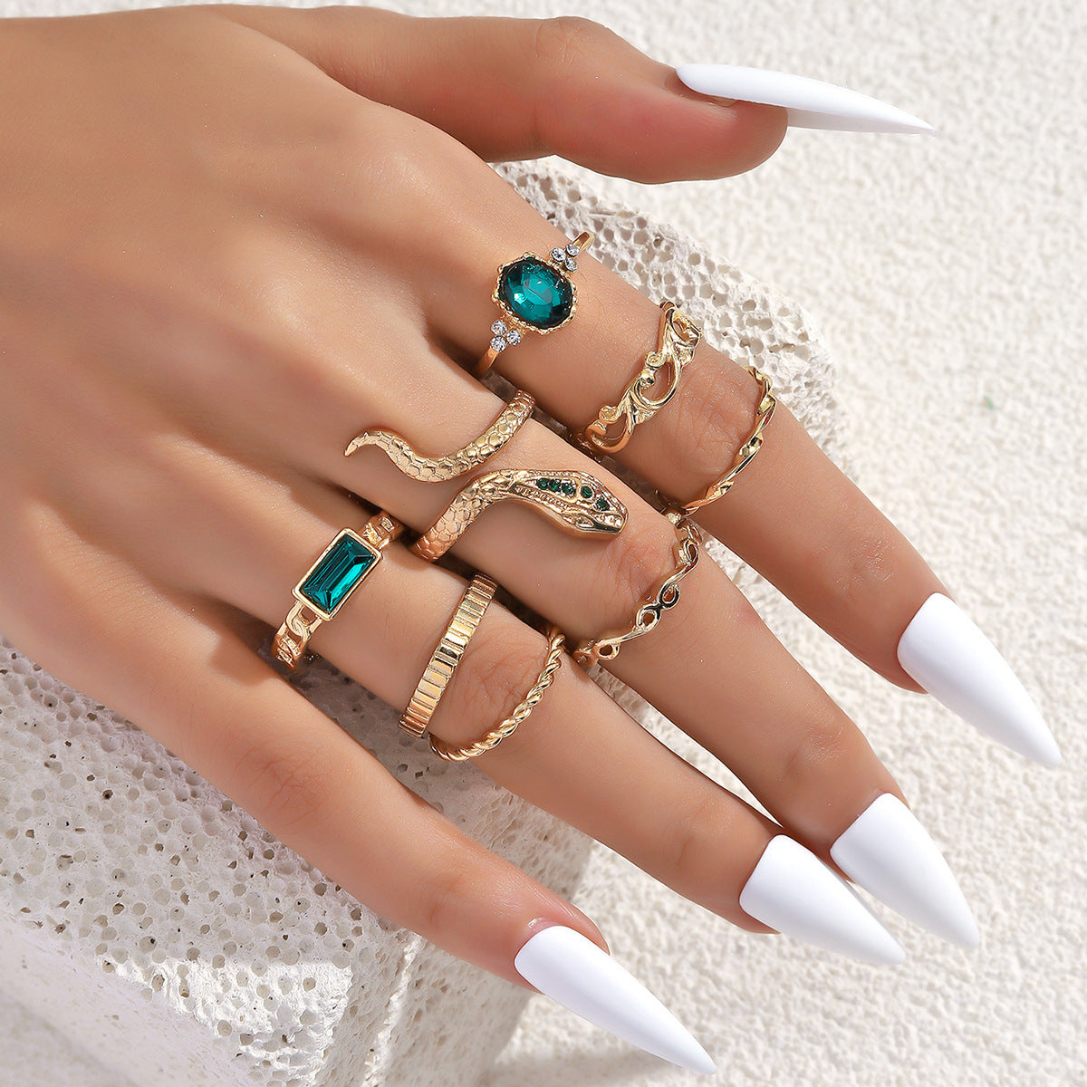 Bohemian Crystal Alloy Ring Set for Women