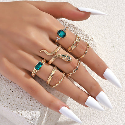 Bohemian Crystal Alloy Ring Set for Women