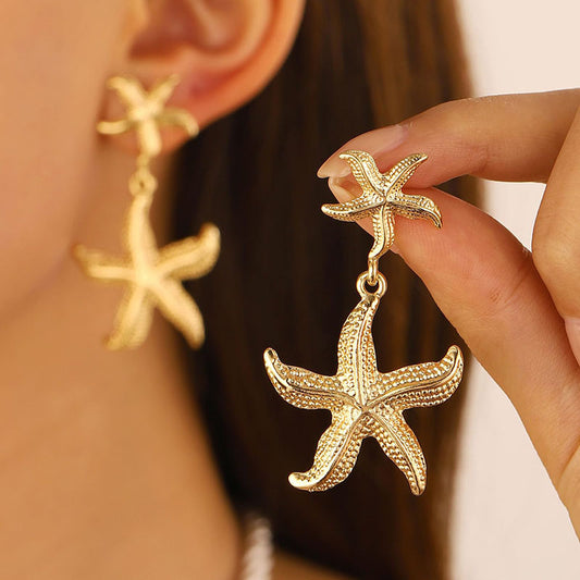 Retro Stainless Steel Starfish Earrings