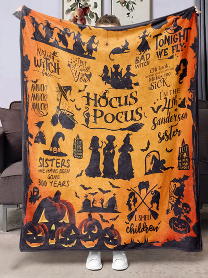 Halloween-themed flannel printed blanket