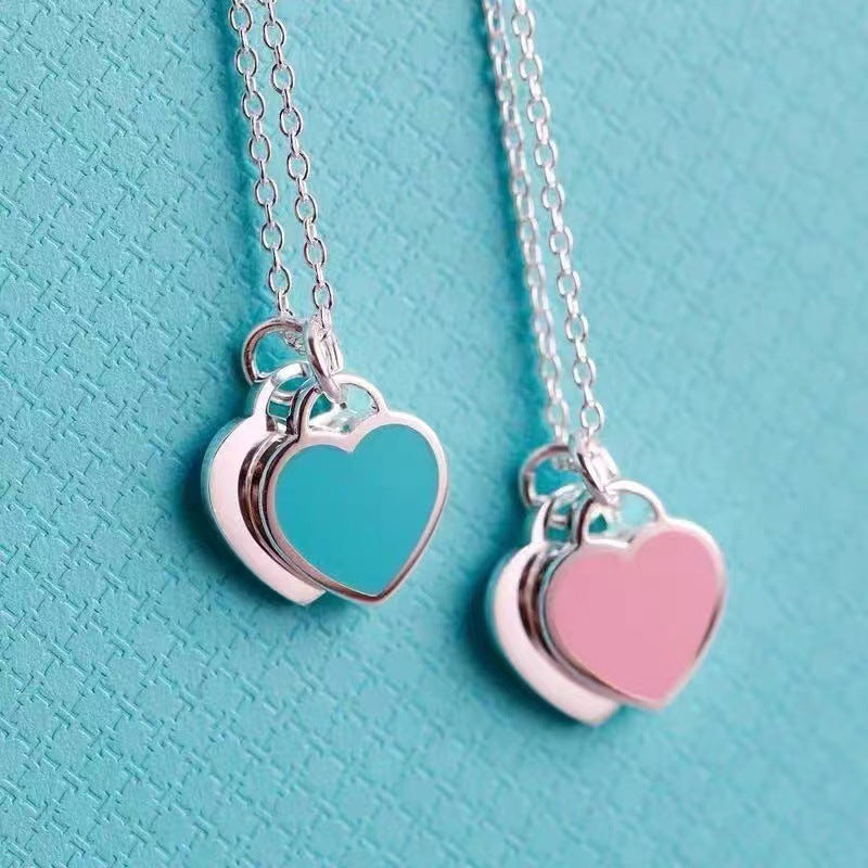 Women's 925 Sterling Silver Heart Enamel Pendant Necklace