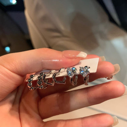 Sweet Cool Heart Zircon Six-Piece Earrings Set