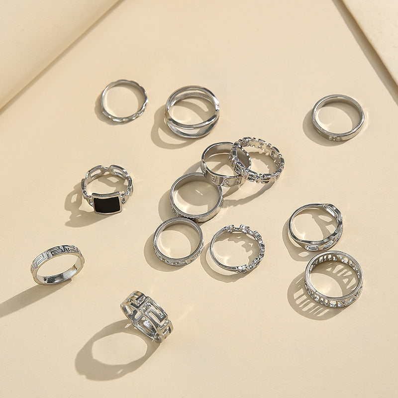 Retro geometric alloy ring
