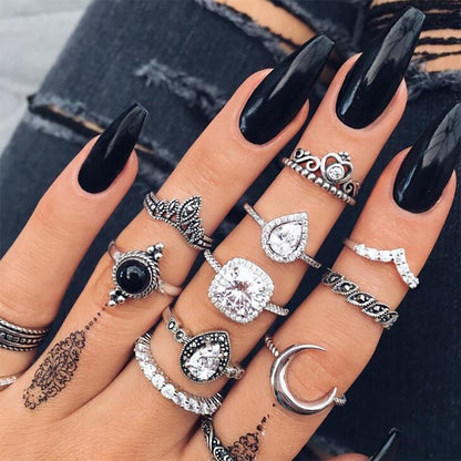 Bohemian Crystal Alloy Ring Set for Women