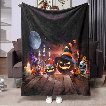 Halloween-themed flannel printed blanket
