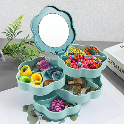Multi Layer Jewelry Storage Box Rotating Portable Organizer for Earrings Rings Necklaces