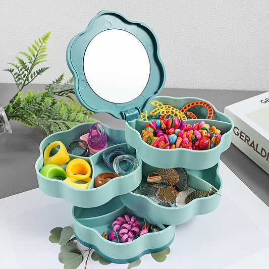 Multi Layer Jewelry Storage Box Rotating Portable Organizer for Earrings Rings Necklaces