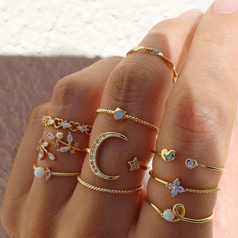 Retro geometric alloy ring