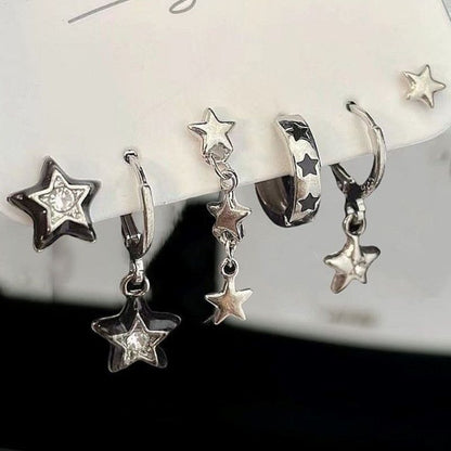 Sweet Cool Heart Zircon Six-Piece Earrings Set