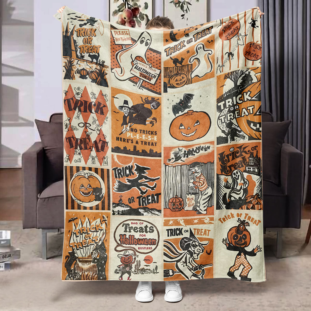 Halloween-themed flannel printed blanket