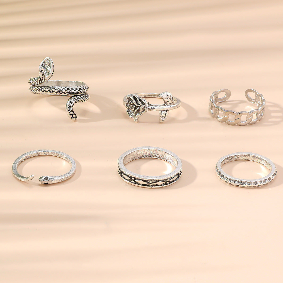 Bohemian Crystal Alloy Ring Set for Women